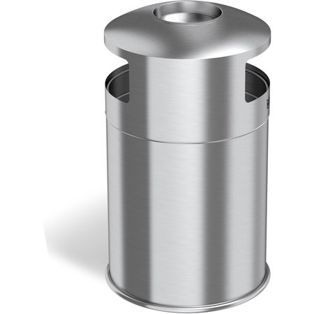 HLS COMMERCIAL 50 gal Round 50-Gallon Dual Side-Entry Trash Can, Silver, Stainless Steel HLS50DSI